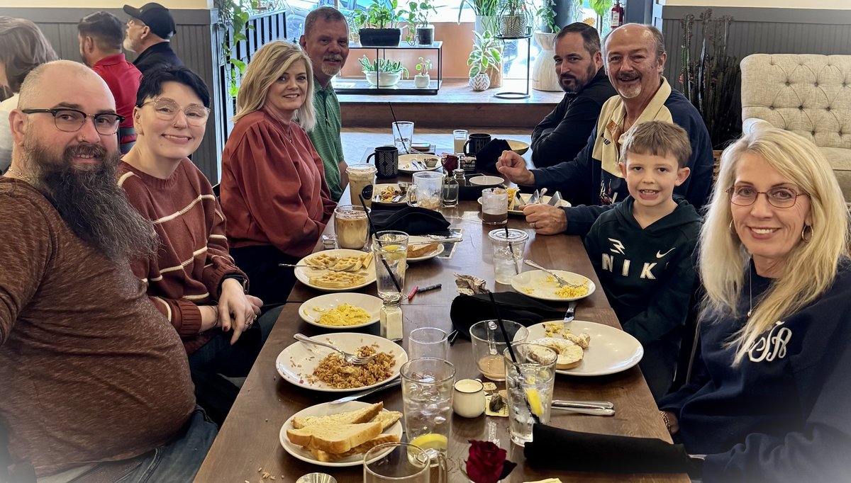 Lodge members and families at the Lodge Members Breakfast at Calhoun Coffee