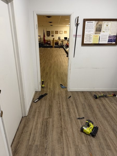 New flooring installed in the Lodge hallway