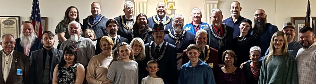 Lodge members and families gathered for the installation of Worshipful Master Ken Theobald