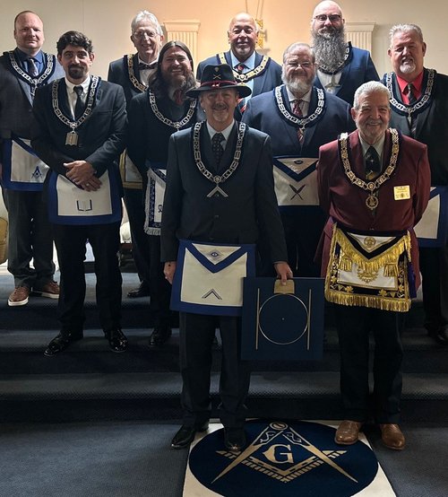 Lodge officers in regalia at the installation ceremony