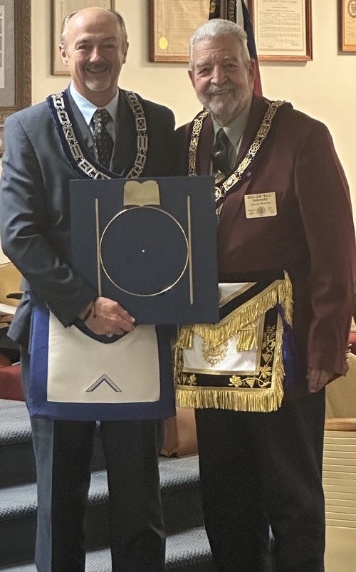 Ken Theobald with the Grand Master at the installation ceremony